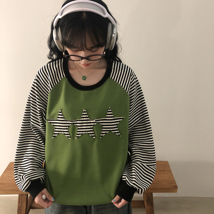 ストライプスターバイカラートレーナー GREEN