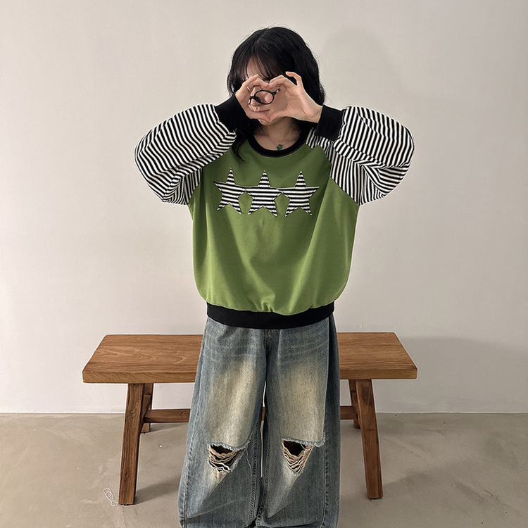 ストライプスターバイカラートレーナー GREEN