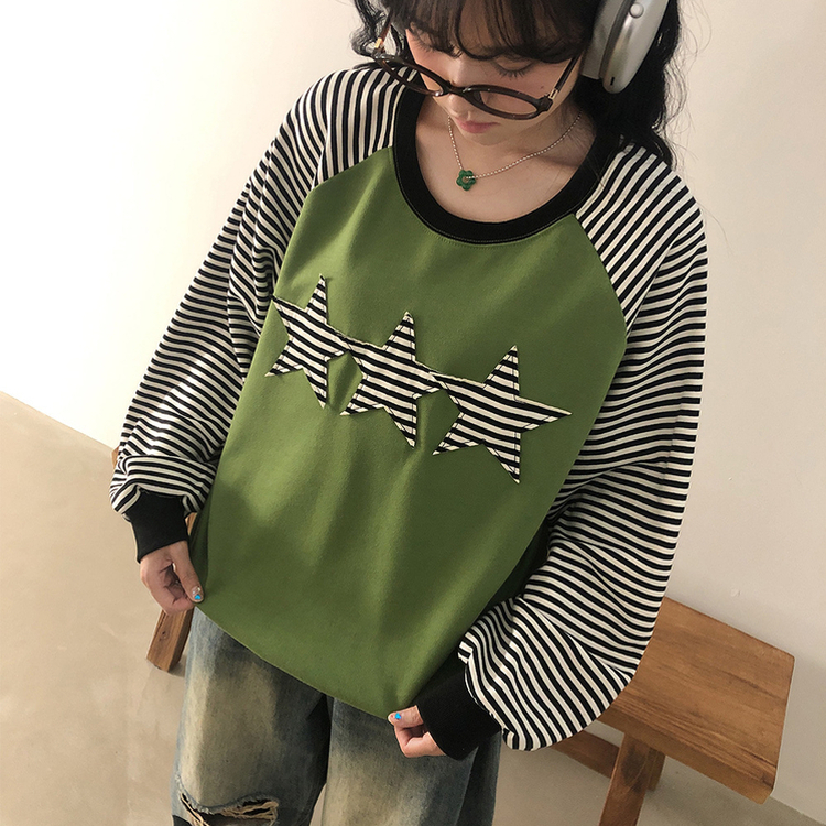 ストライプスターバイカラートレーナー GREEN