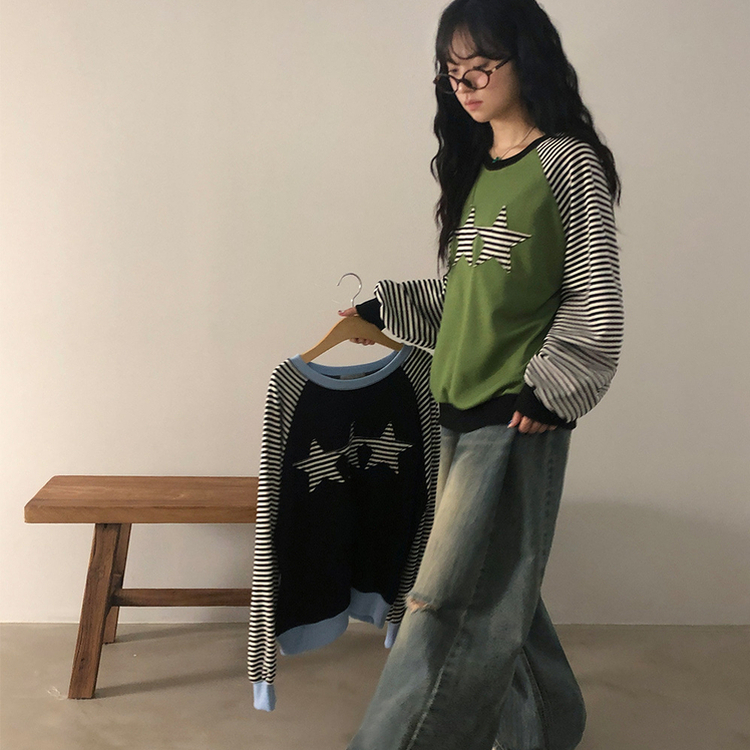 ストライプスターバイカラートレーナー GREEN