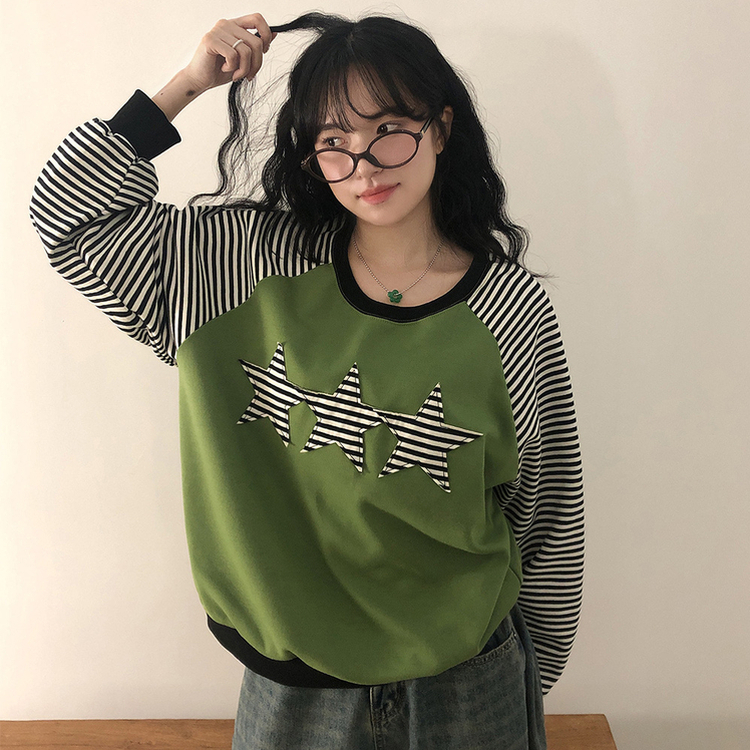 ストライプスターバイカラートレーナー GREEN