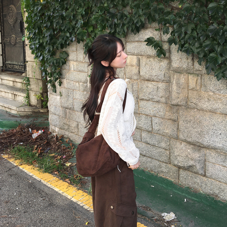 테빈 스웨이드 반달 보부상백 빅 숄더백 크로스백 가방