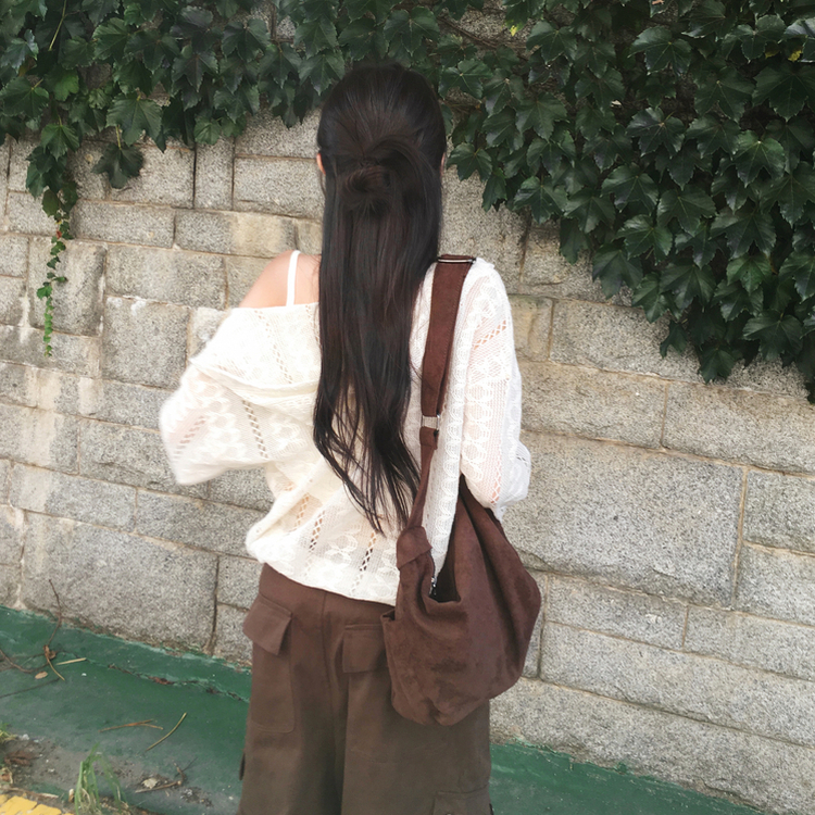 테빈 스웨이드 반달 보부상백 빅 숄더백 크로스백 가방