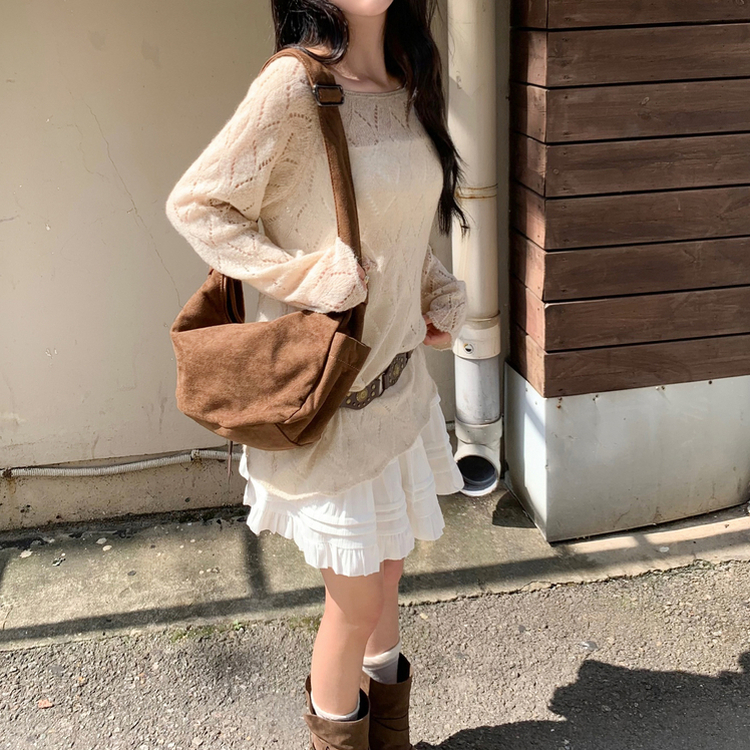 테빈 스웨이드 반달 보부상백 빅 숄더백 크로스백 가방