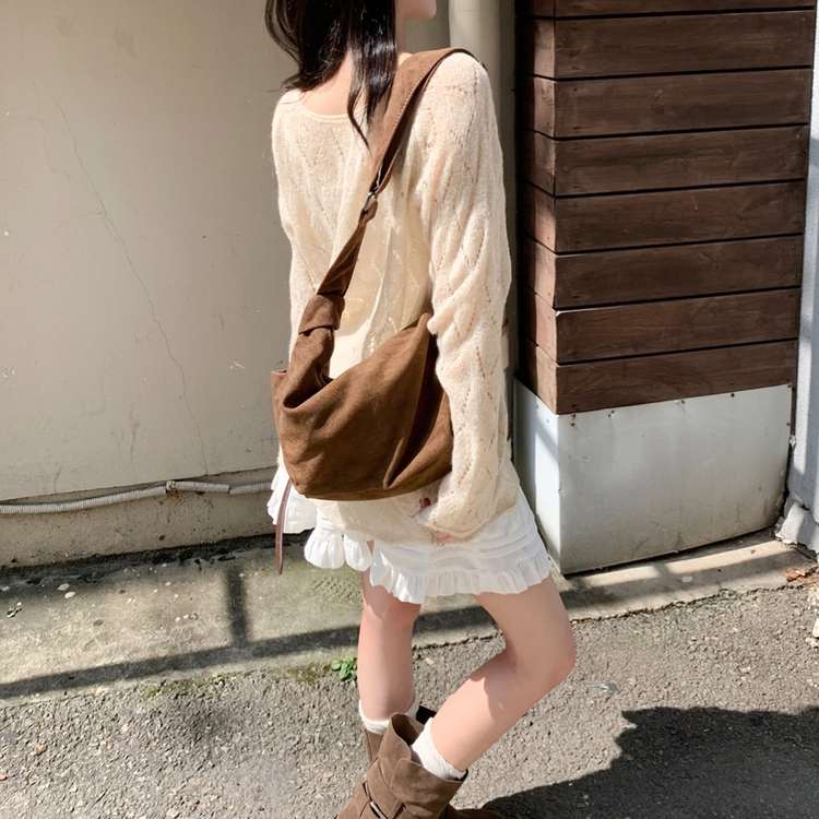 테빈 스웨이드 반달 보부상백 빅 숄더백 크로스백 가방