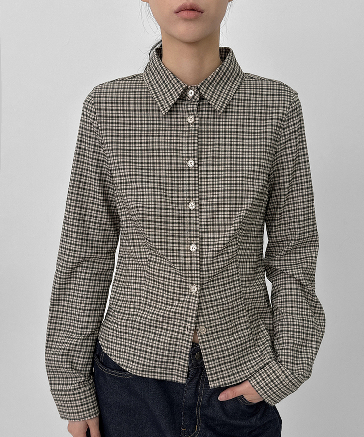 チェックシャツ BEIGE