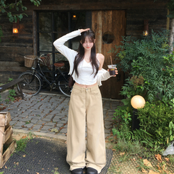 【丈別】スナップスリットジョガーワイドパンツ BEIGE