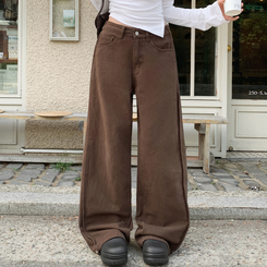 【丈別】スナップスリットジョガーワイドパンツ BROWN