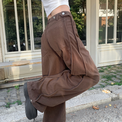 【丈別】スナップスリットジョガーワイドパンツ BROWN