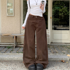 【丈別】スナップスリットジョガーワイドパンツ BROWN