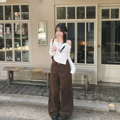 【丈別】スナップスリットジョガーワイドパンツ BROWN