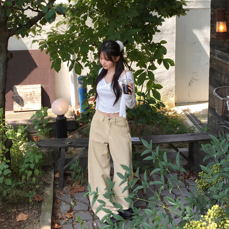 【丈別】スナップスリットジョガーワイドパンツ BEIGE