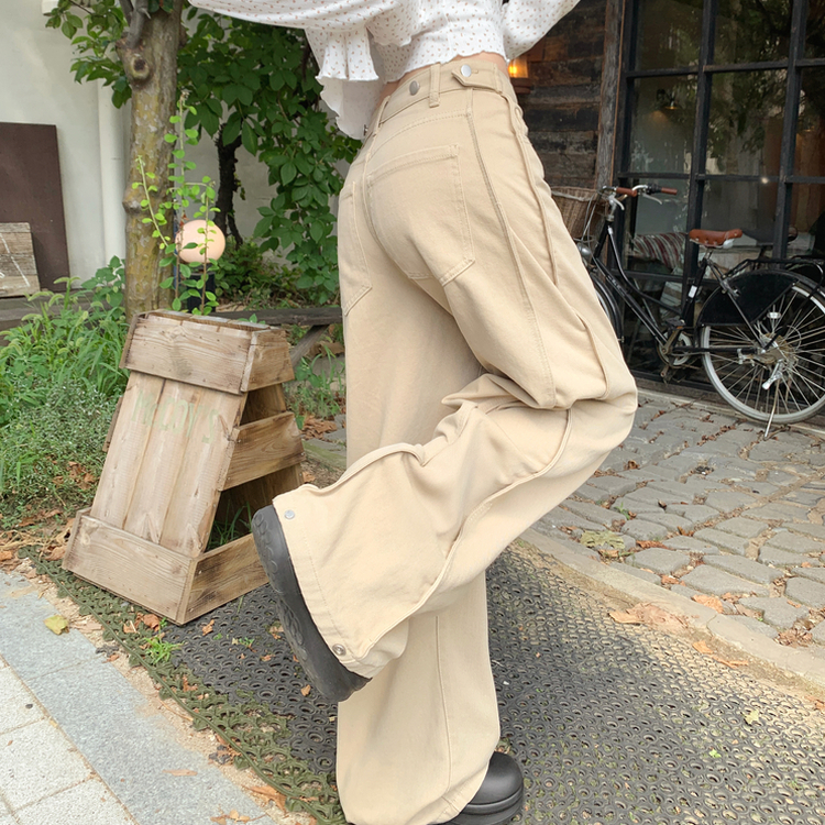 【丈別】スナップスリットジョガーワイドパンツ BEIGE
