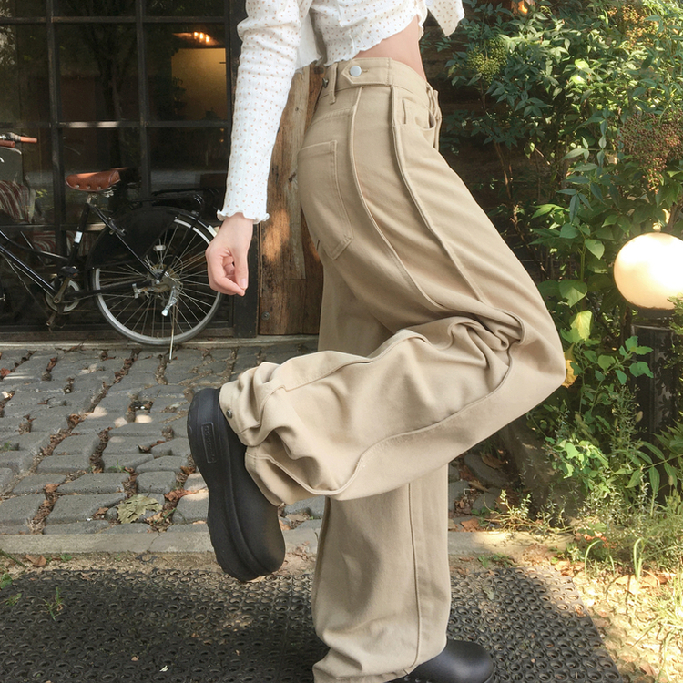 【丈別】スナップスリットジョガーワイドパンツ BEIGE