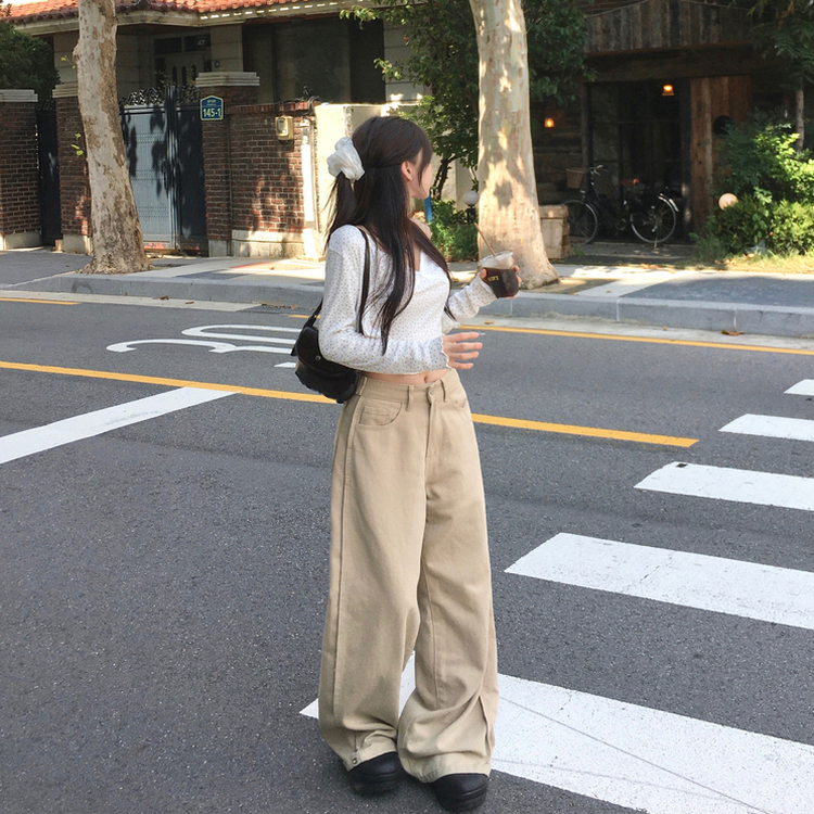 【丈別】スナップスリットジョガーワイドパンツ BEIGE