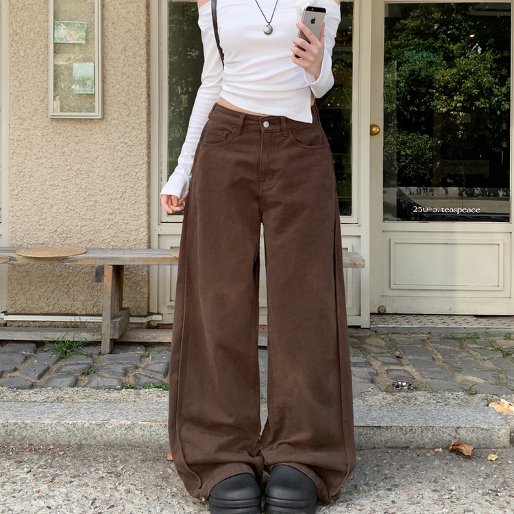 【丈別】スナップスリットジョガーワイドパンツ BROWN