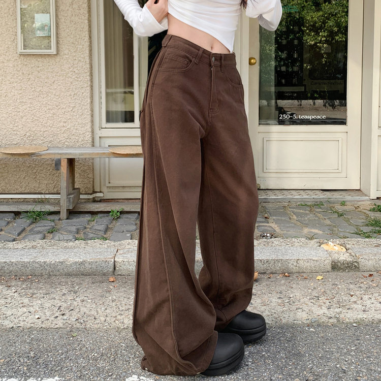 【丈別】スナップスリットジョガーワイドパンツ BROWN