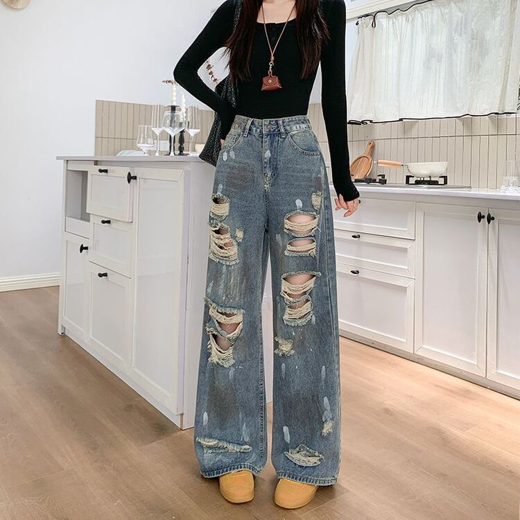 ディストロイドジーンズ デニム パンツ BLUE