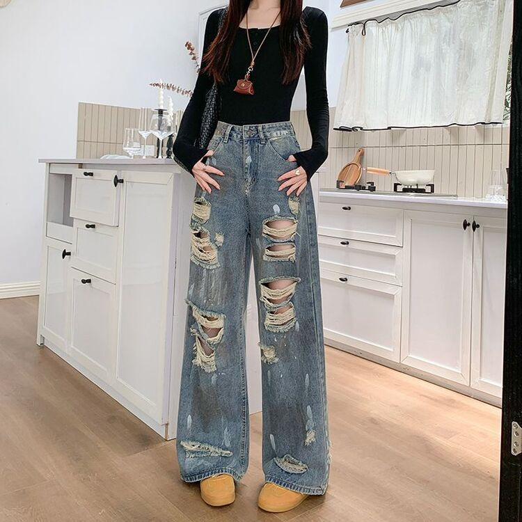 ディストロイドジーンズ デニム パンツ BLUE