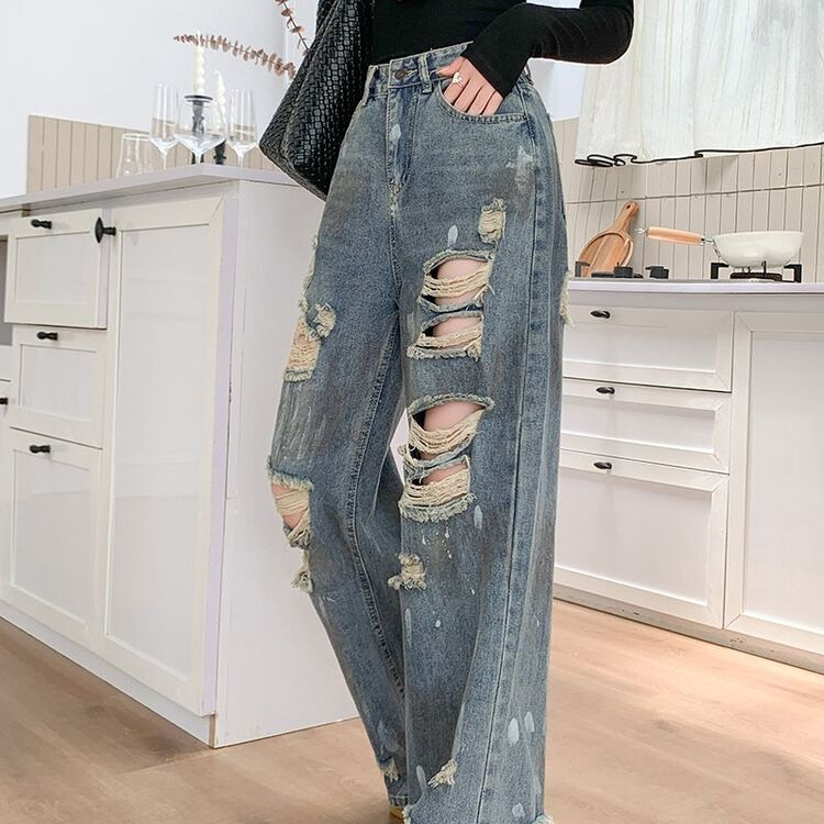 ディストロイドジーンズ デニム パンツ BLUE