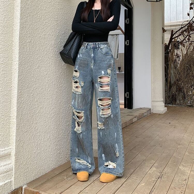 ディストロイドジーンズ デニム パンツ BLUE