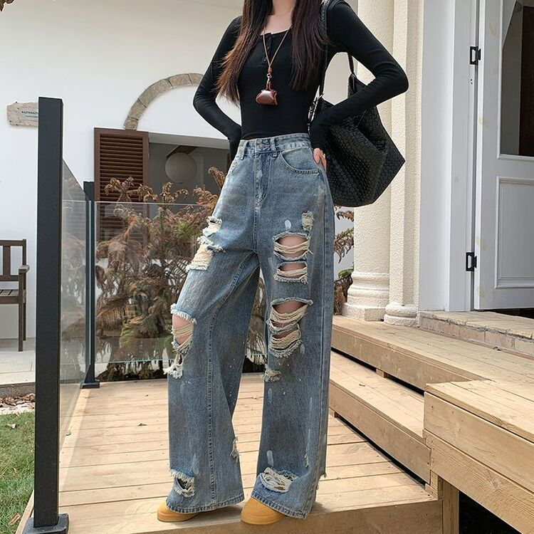 ディストロイドジーンズ デニム パンツ BLUE