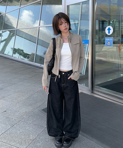 ミリタリーセミクロップジャケット KHAKI