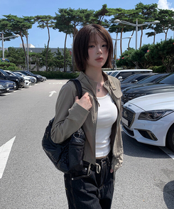 ミリタリーセミクロップジャケット KHAKI