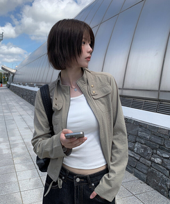 ミリタリーセミクロップジャケット KHAKI