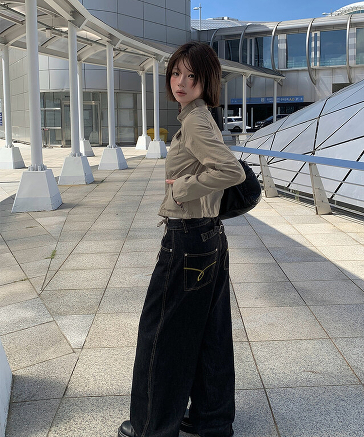 ミリタリーセミクロップジャケット KHAKI