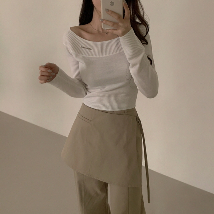 オフショルダーニット(5color) IVORY