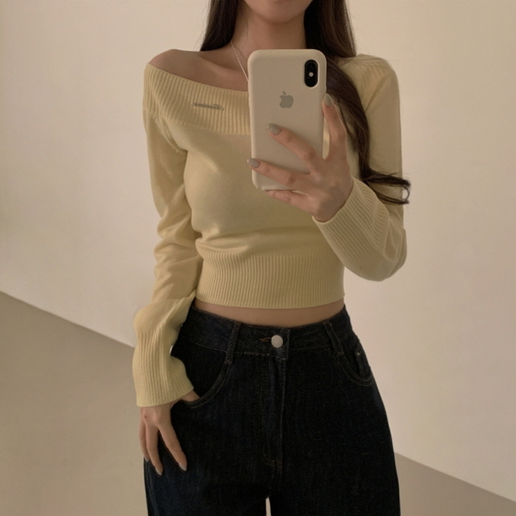 オフショルダーニット(5color) YELLOW