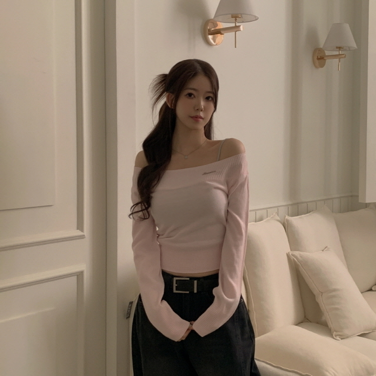 オフショルダーニット(5color) PINK