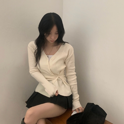 몰리 버튼 골지 랩 니트가디건 아이보리