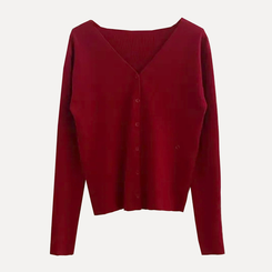 몰리 버튼 골지 랩 니트가디건