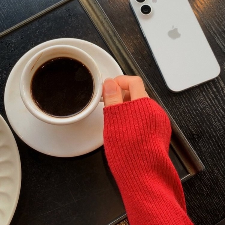 몰리 버튼 골지 랩 니트가디건 레드