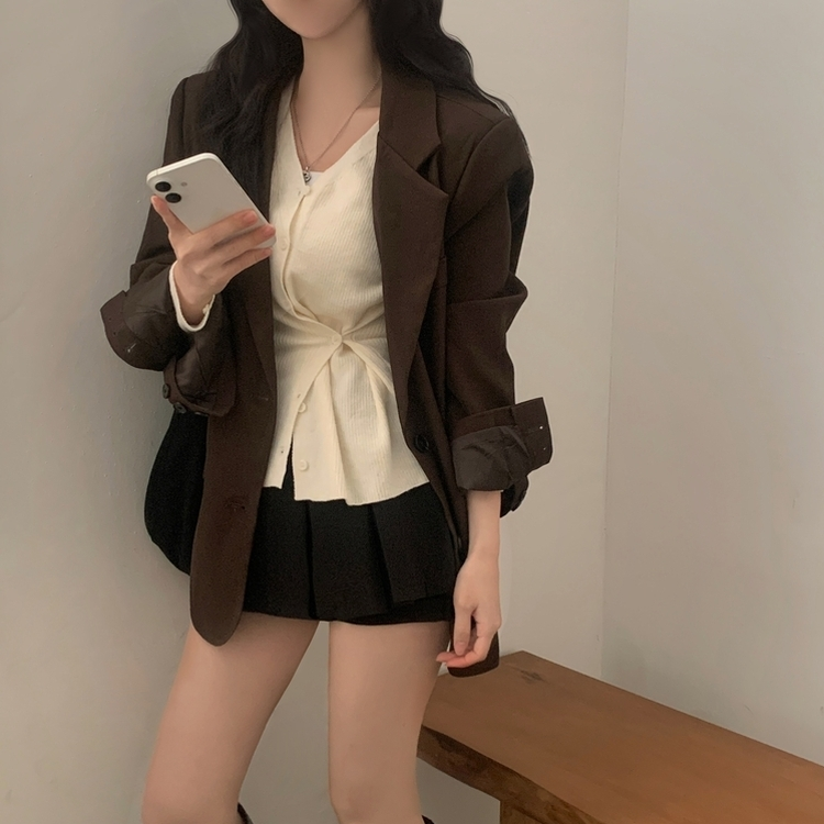 몰리 버튼 골지 랩 니트가디건 아이보리