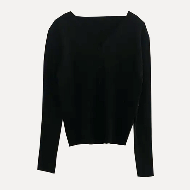 몰리 버튼 골지 랩 니트가디건