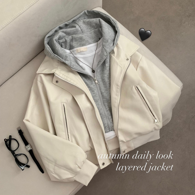 후드 레이어드 가죽 자켓 후드집업 가을 가을옷 가죽자켓 아우터