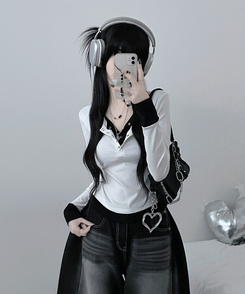 ボタンドットレイヤード長袖Tシャツ IVORY