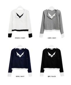 ボタンドットレイヤード長袖Tシャツ