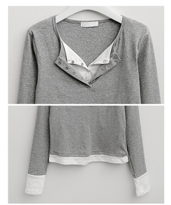 ボタンドットレイヤード長袖Tシャツ