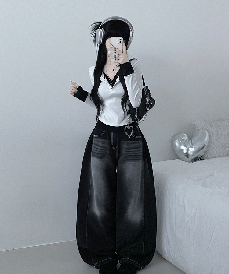 ボタンドットレイヤード長袖Tシャツ IVORY