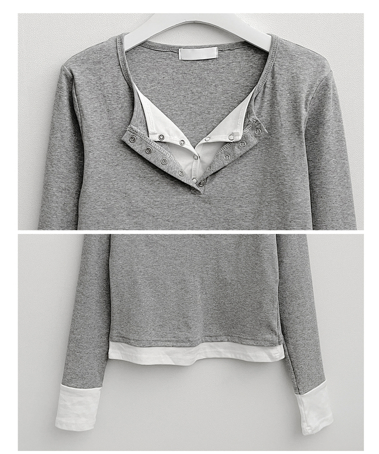 ボタンドットレイヤード長袖Tシャツ