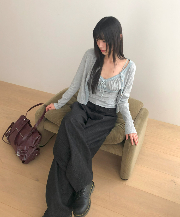 スタッドレザーショルダーバッグ BURGUNDY