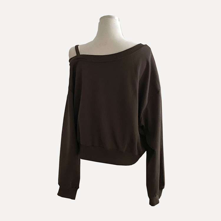 드롭 원오프 넘버 레터링 오프숄더 맨투맨긴팔티셔츠