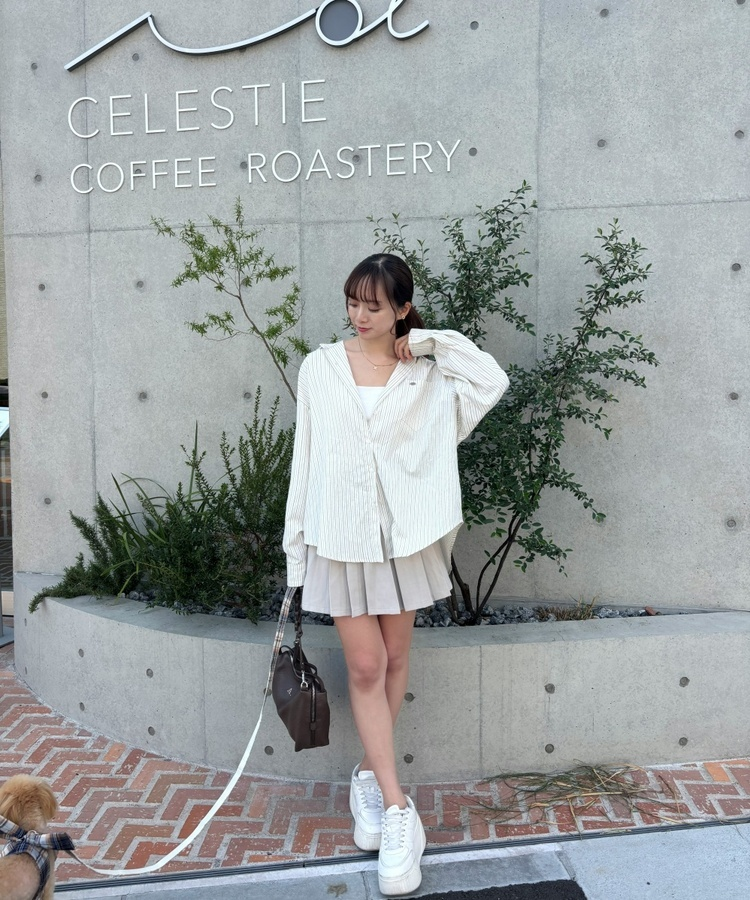 투웨이 스트라이프 셔츠 크림베이지