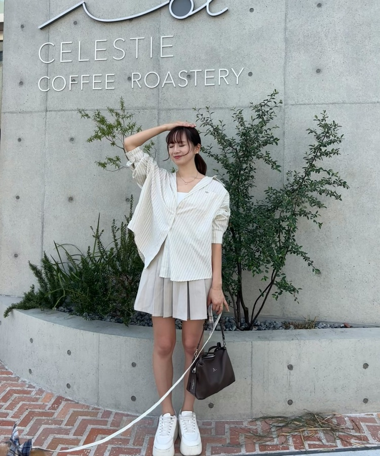 투웨이 스트라이프 셔츠 크림베이지