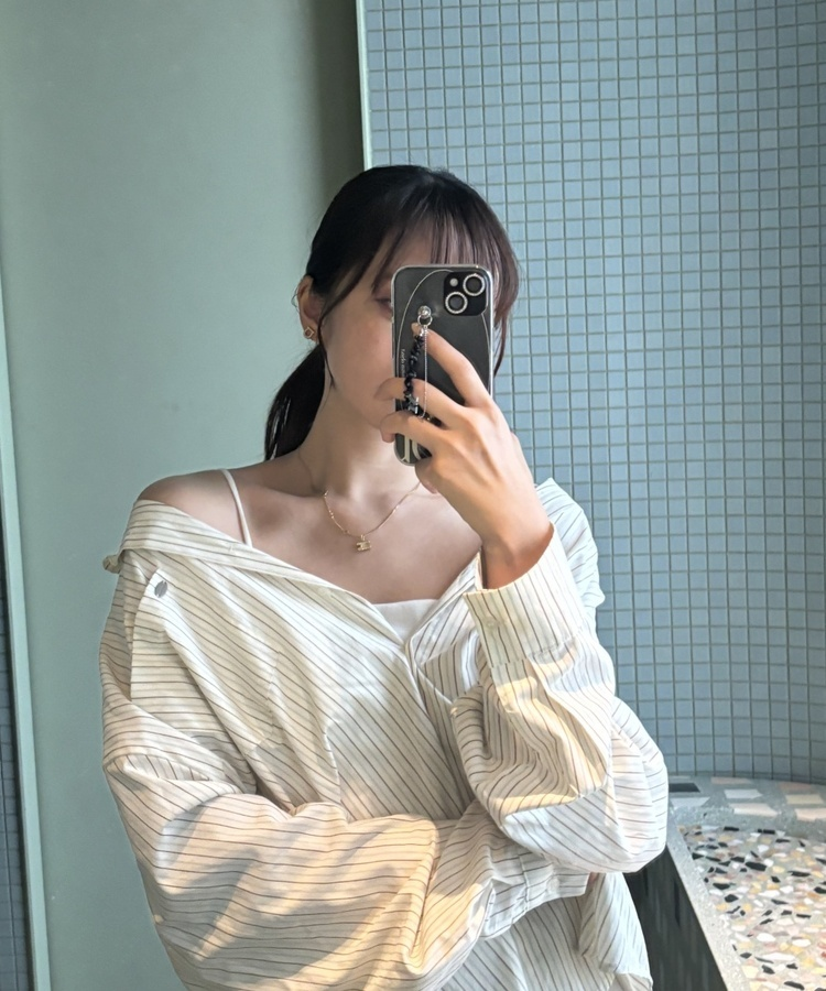 투웨이 스트라이프 셔츠 크림베이지