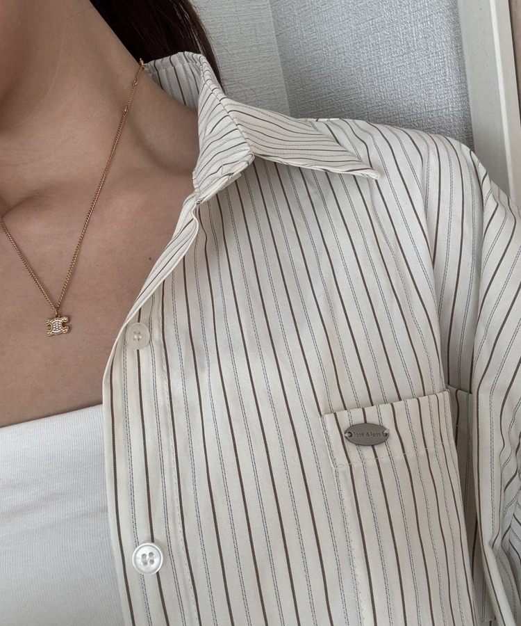 투웨이 스트라이프 셔츠 크림베이지